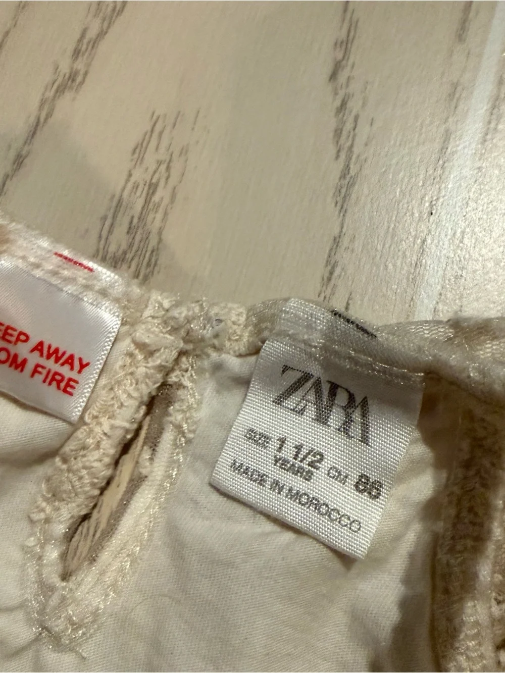 ZARA Baby Girl Lace Dress‎ 12-18M Ivory Embroidered Peter Pan Collar Party